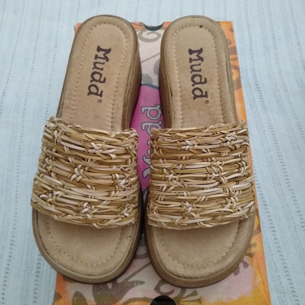 New Mudd Rainey Wedge Platform Slide Sandals 6